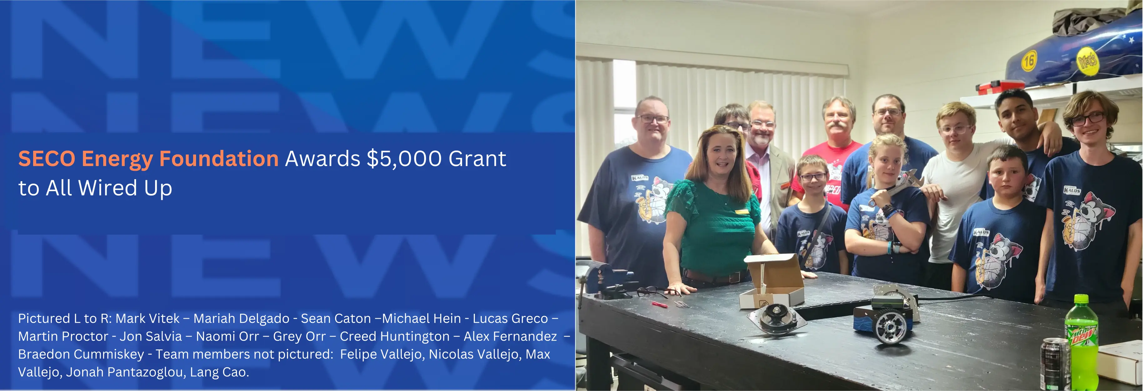 Empowering Young Innovators: SECO Energy Foundation Funds All Wired Up Robotics Team with $5,000 Grant